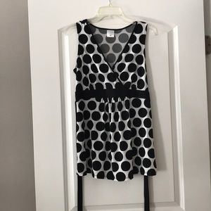 Sleeveless Black and White Poka Dot Tie Back Top